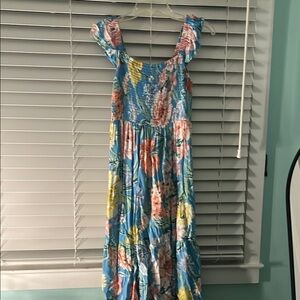 LOFT Floral Maxi Dress - Blue, Pink, Yellow
